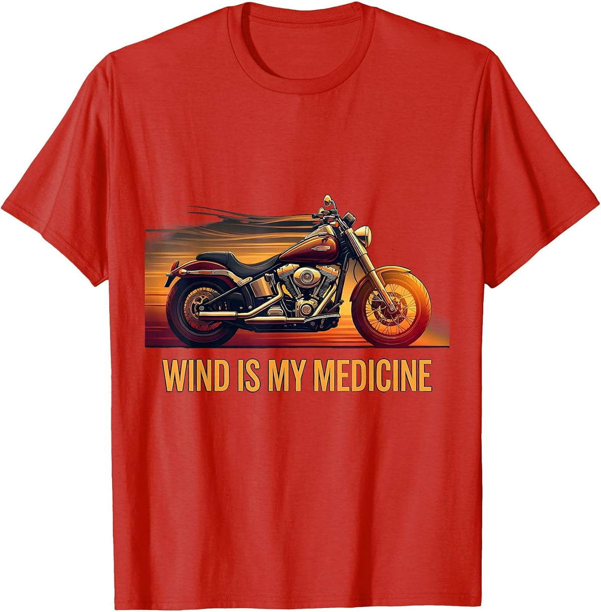 Men's Wind Is My Medicine Motorcycle Riding Design T-Shirt - Red