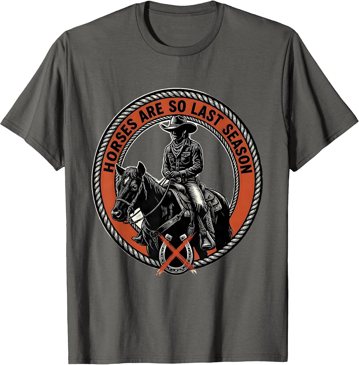 Save A Horse Ride A Cowboy Western Humor Design T-Shirt - Asphalt Grey