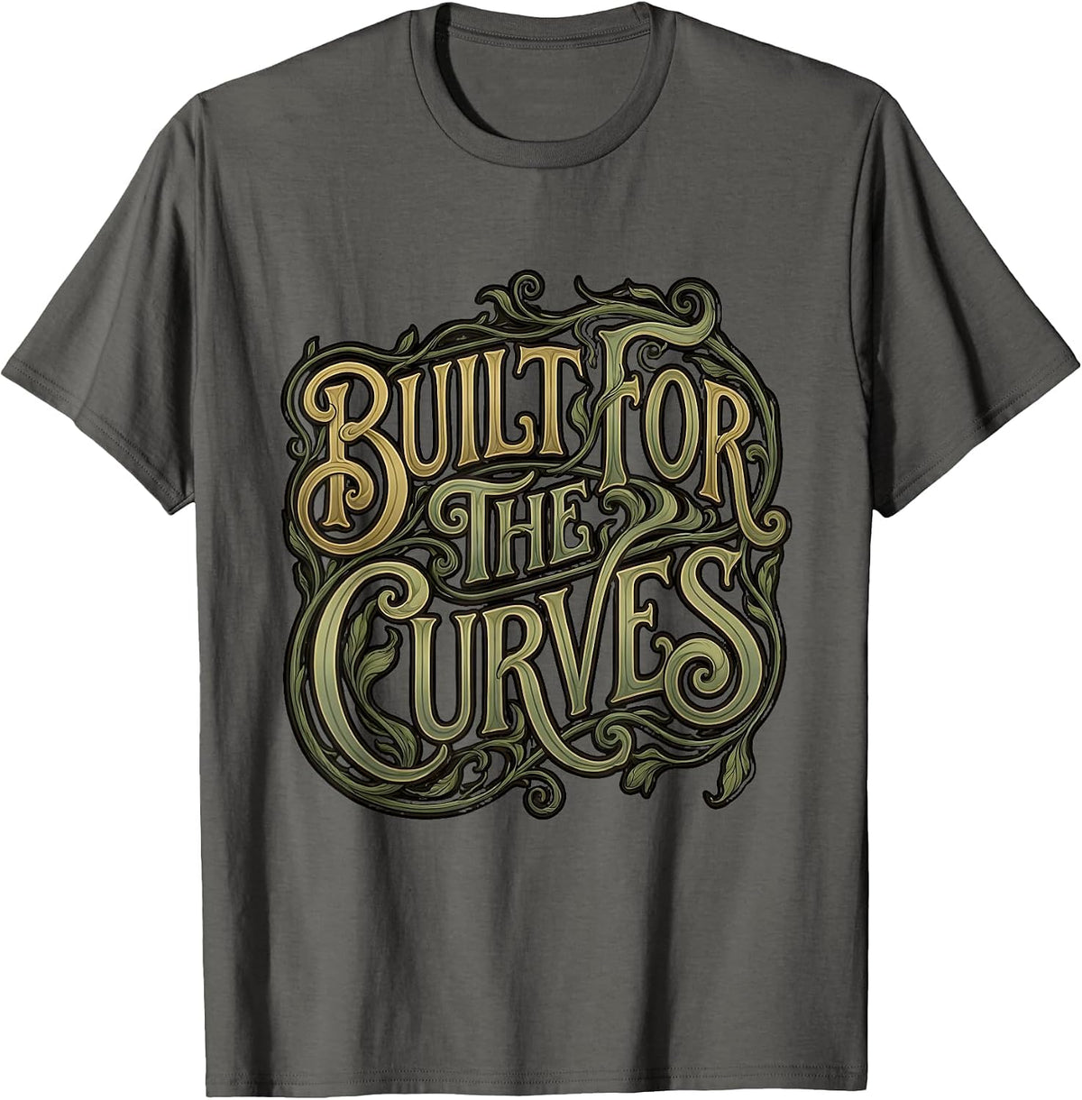 Built for the Curves Motorcycle Rider Design T-Shirt - Asphalt Grey