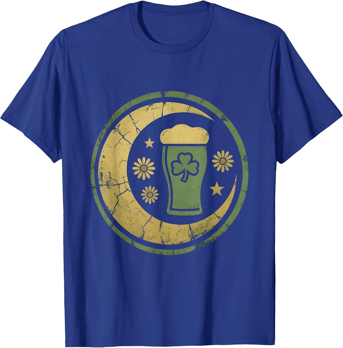 St Patricks Day Beer Sipping Shamrock Foam Art T-Shirt - Royal Blue