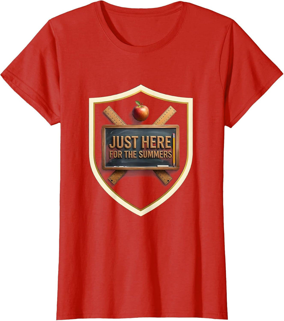 Just Here For The Summers Middle School Teacher T-Shirt - Red