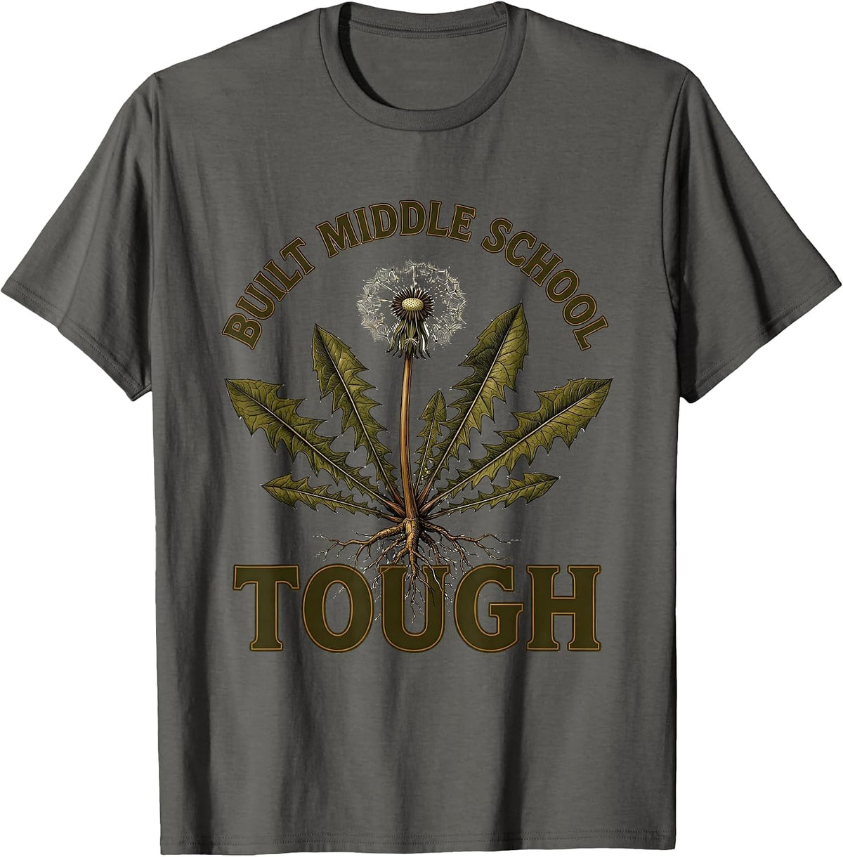 Built Middle School Tough Teacher Design T-Shirt - Asphalt Grey
