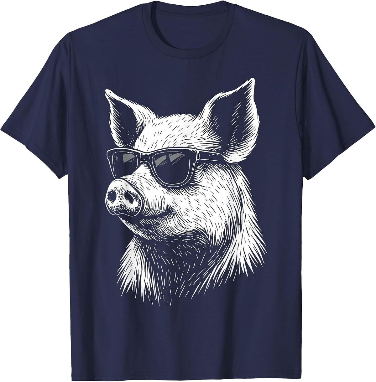 Pig Sunglasses Farmer T-Shirt - Navy Blue