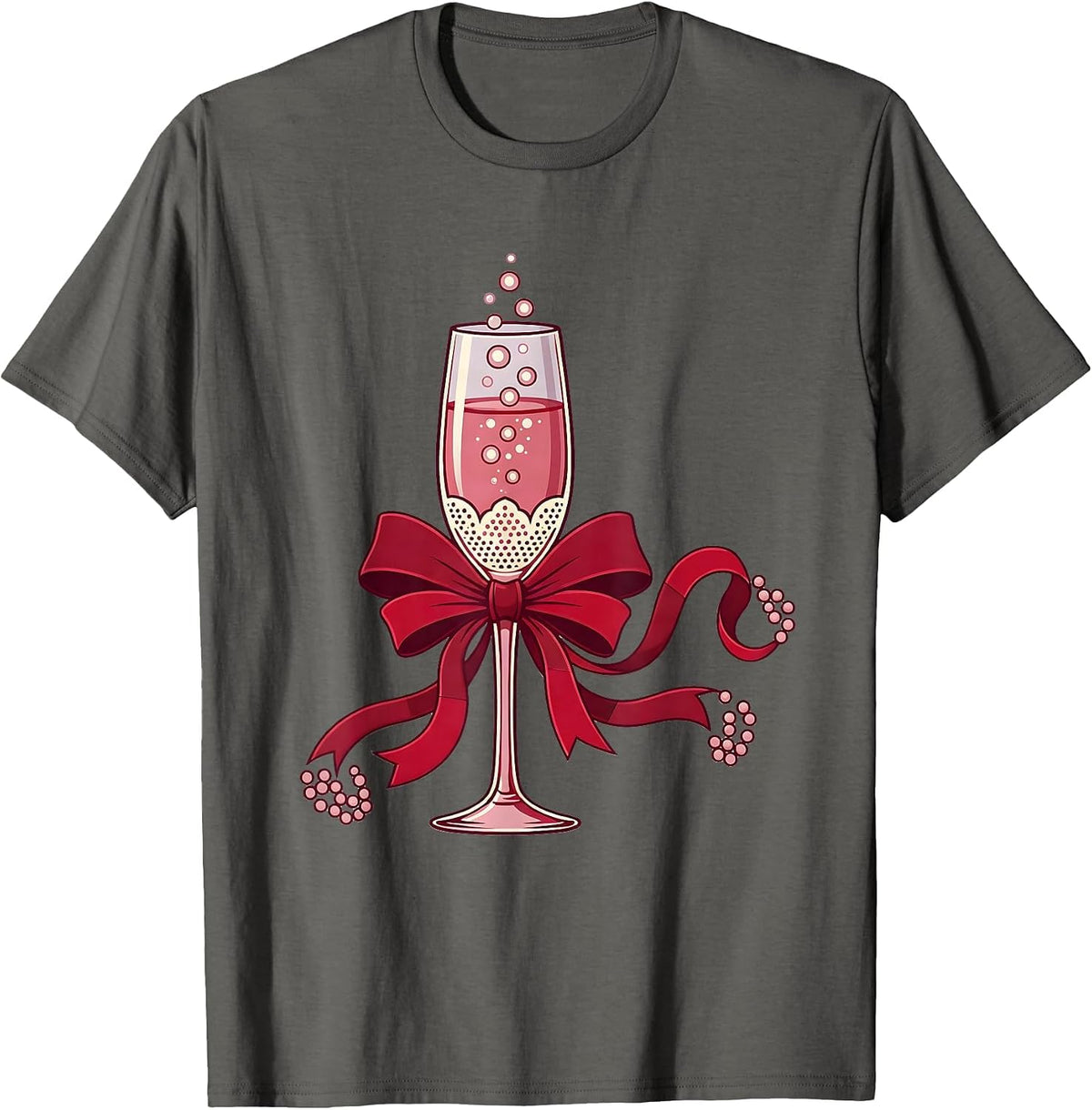 Gigi Chic Champagne Celebration Graphic T-Shirt - Asphalt Grey