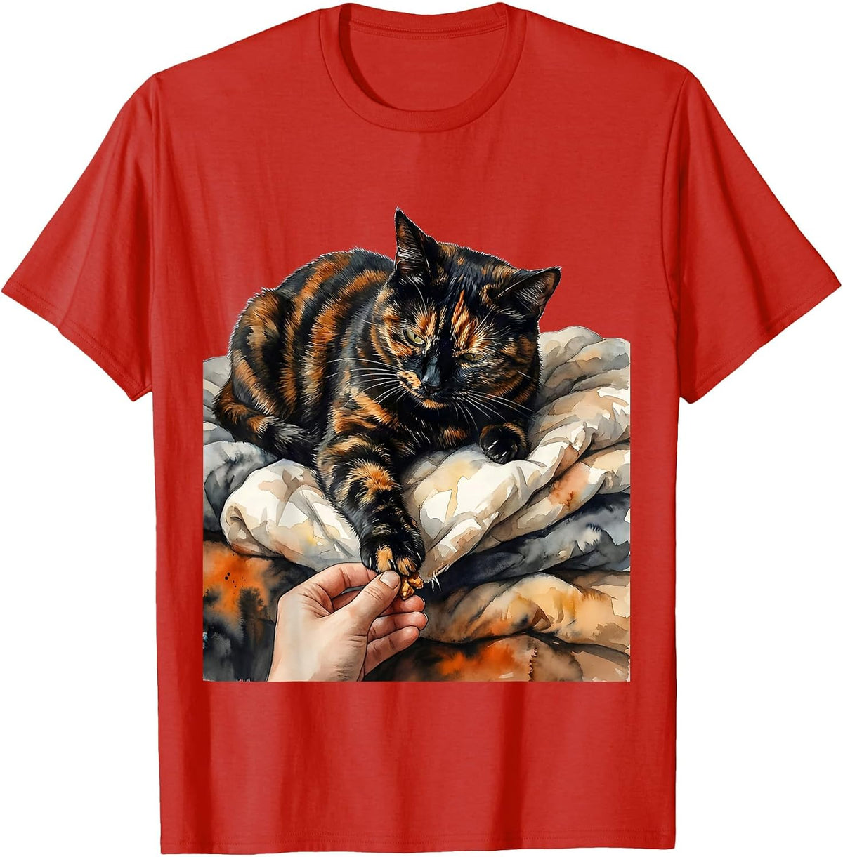 Men's Imperious Tortie Cat Watercolor Cat Owner Humor T-Shirt - Red