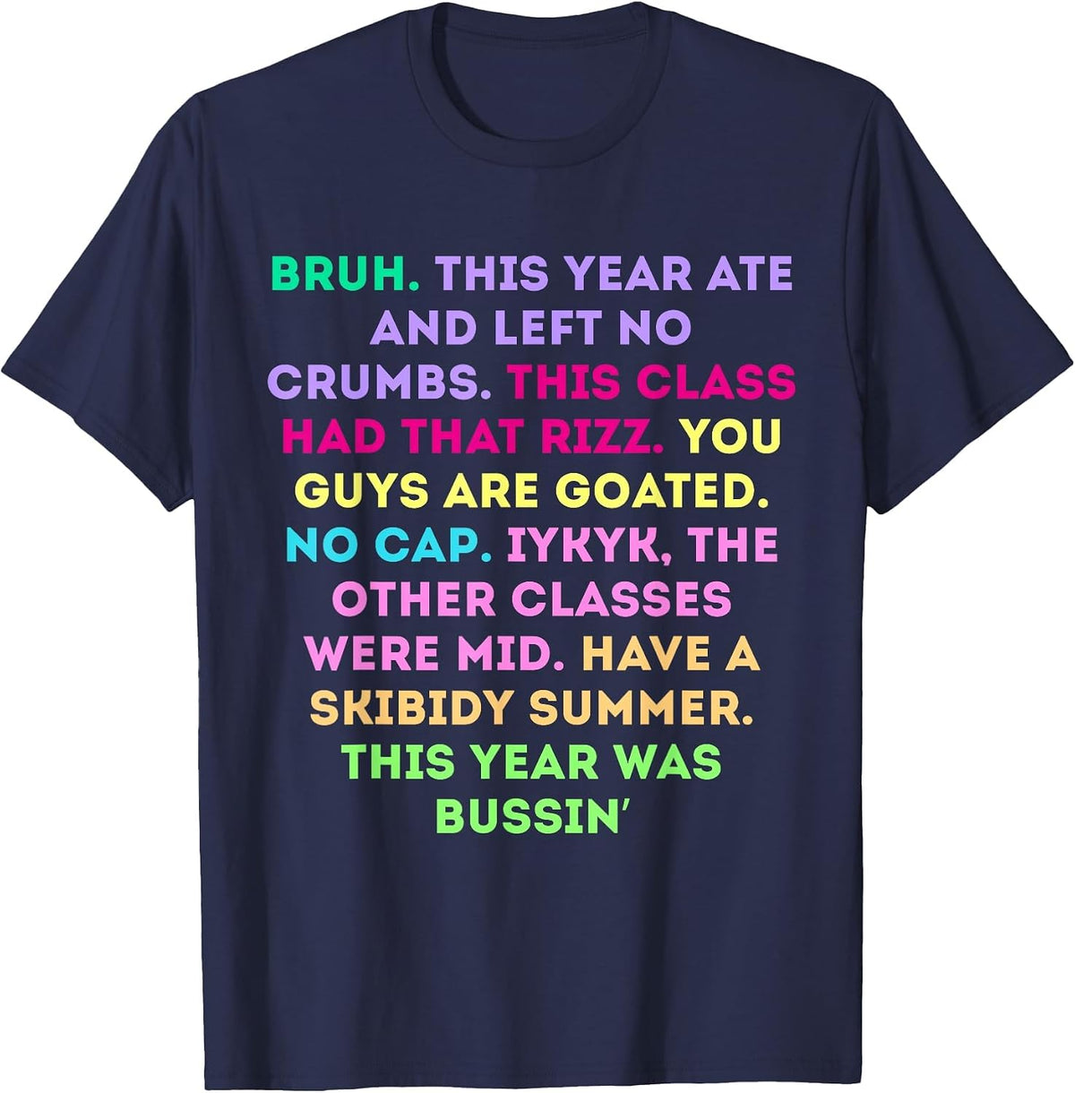 Funny 2025 Gen A Slang Last Day of School Teachers T-Shirt - Navy Blue