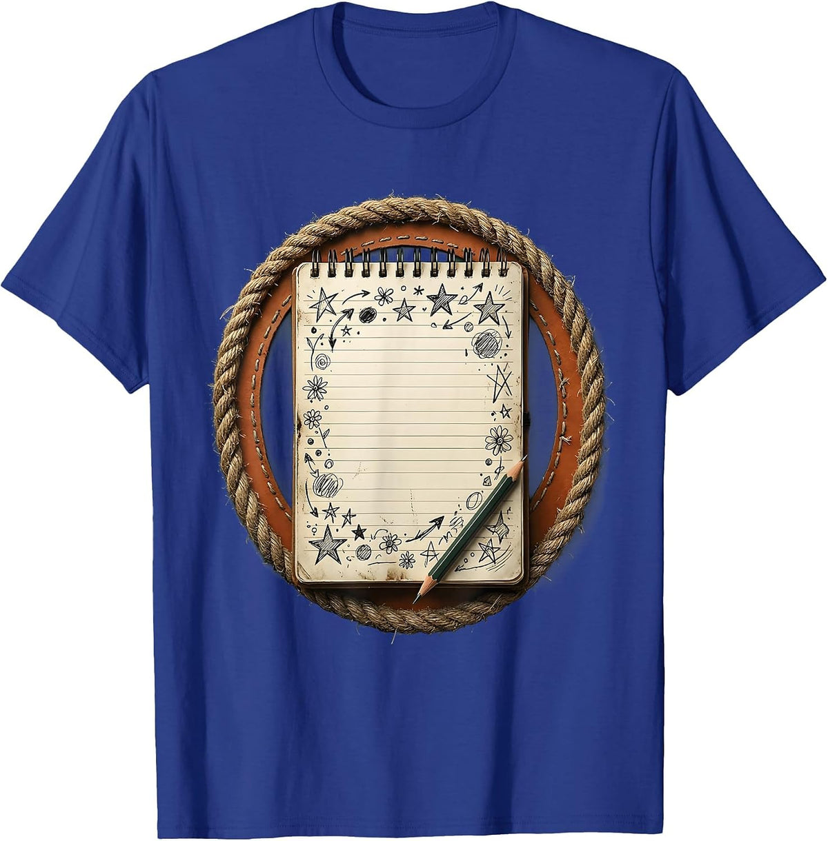 Middle School Teacher Notebook Doodle Illustration T-Shirt - Royal Blue