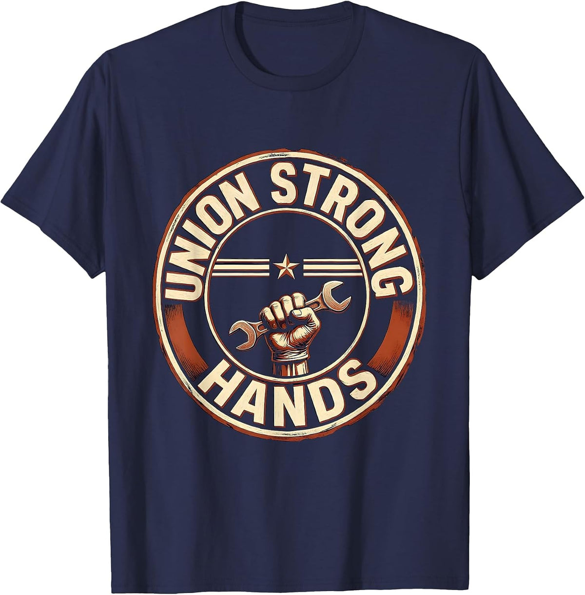 Men's Union Strong Hands Skilled Trade Worker Labor Day T-Shirt - Navy Blue