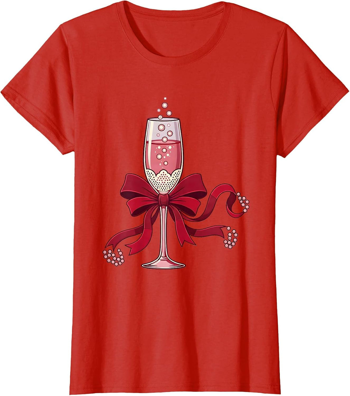 Gigi Chic Champagne Celebration Graphic T-Shirt - Red