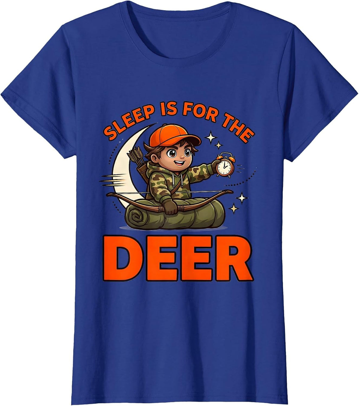 Women's SLEEP IS FOR THE DEER Funny Deer Hunter Hunting Season Gift T-Shirt - Royal Blue