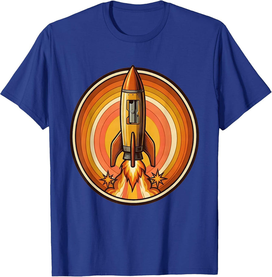 Rocket Pencil Sharpener Fun Teacher Launch Design T-Shirt - Royal Blue