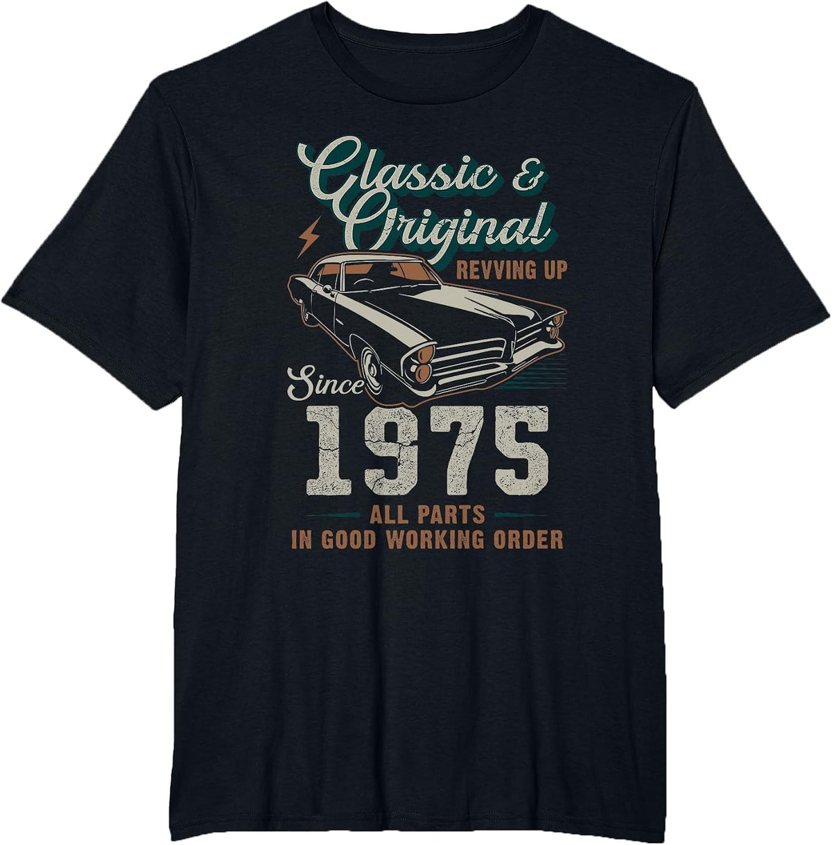 Born 1975 Vintage Classic Car 51st Birthday T-Shirt - Black