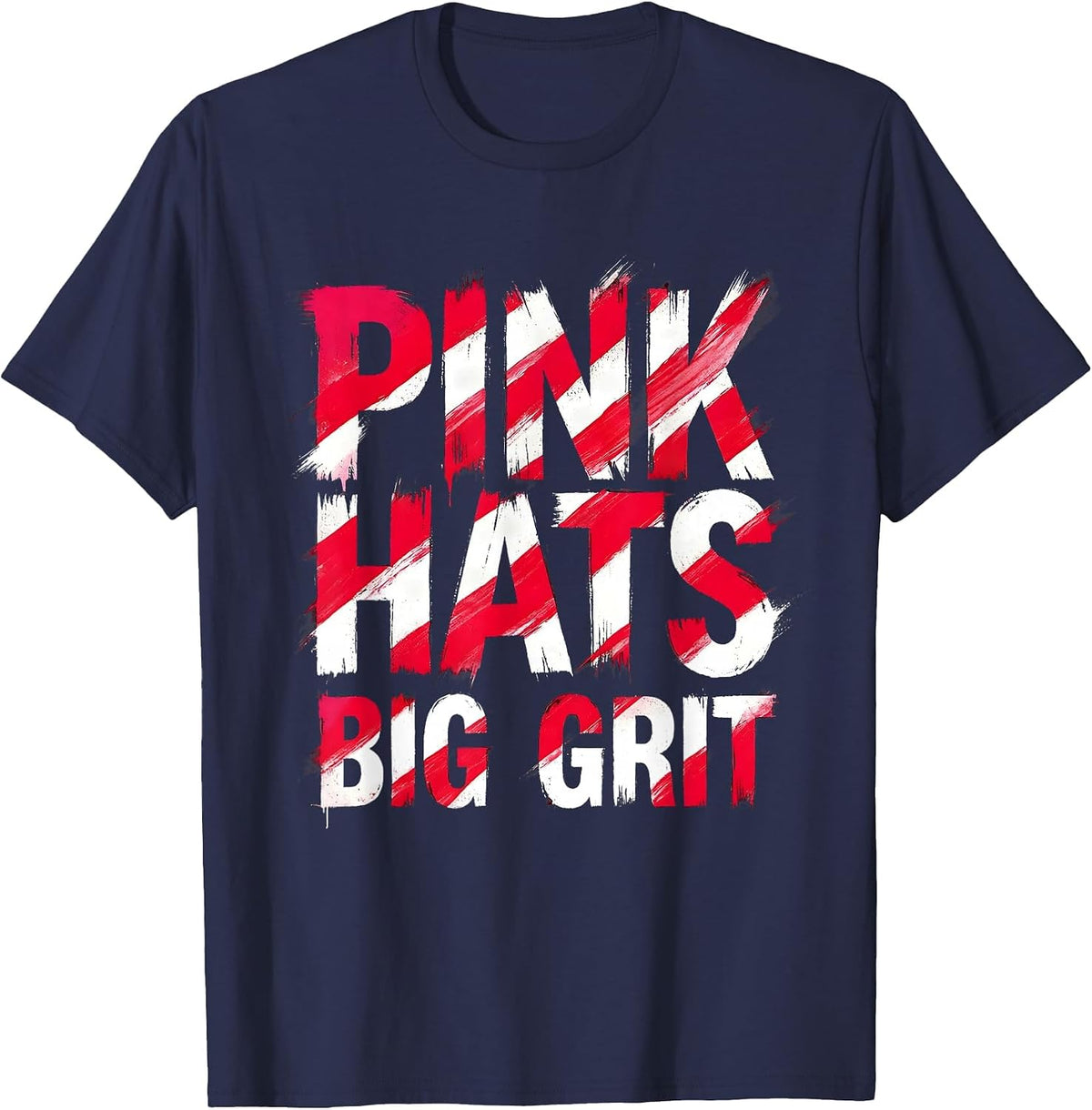 Pink Hats Big Grit Cowgirl Western Design T-Shirt - Navy Blue