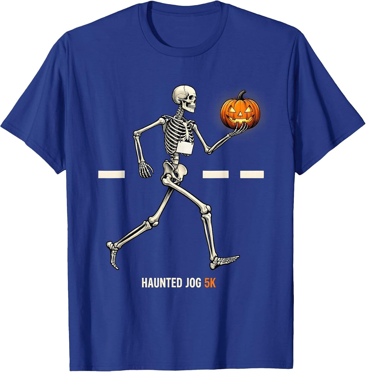 Men's Haunted Jog 5K Funny Skeleton Runner Halloween Fun Run T-Shirt - Royal Blue