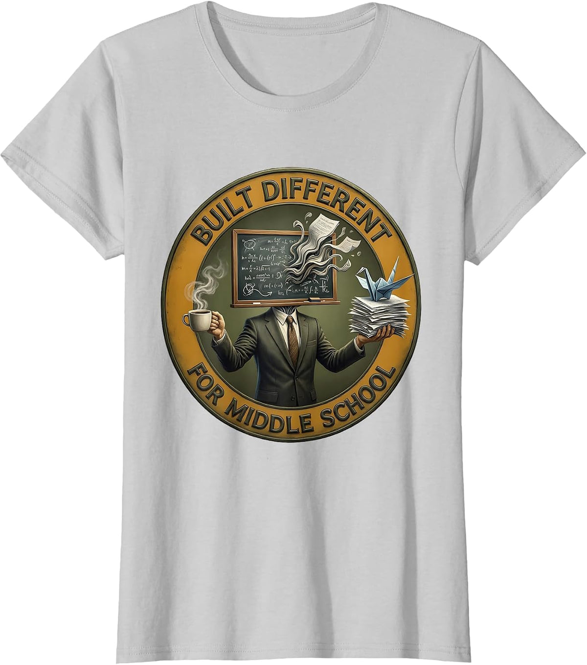Built Different Middle School Teacher Design T-Shirt - Silver Grey