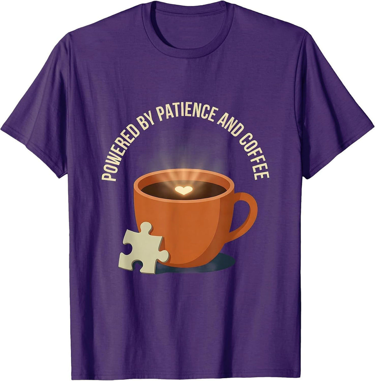 Men's Powered by Patience and Coffee Sped Teacher T-Shirt - Purple