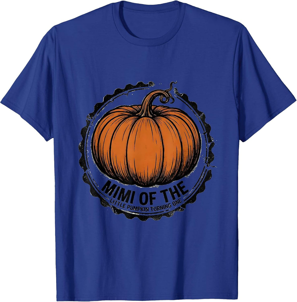 Men's Mimi Of The Little Pumpkin Turning One Family First Birthday T-Shirt - Royal Blue