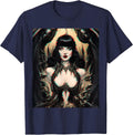 Goth Aesthetic Grunge Occult Emo Satanic Gothic Glitch T-Shirt - Navy Blue