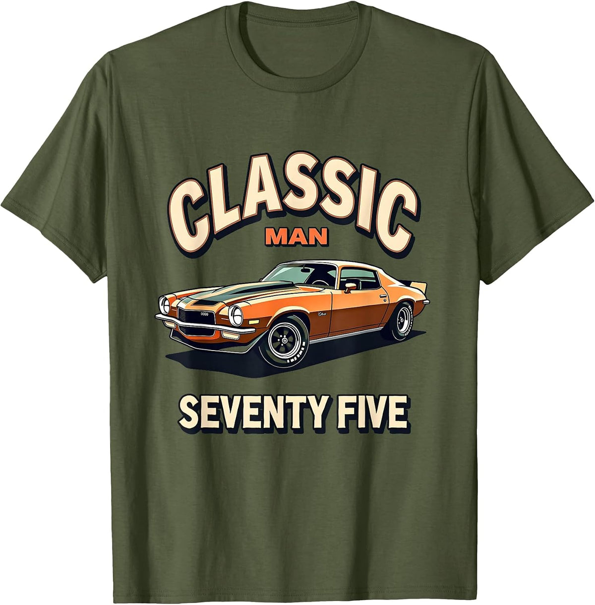 Classic Man Seventy Five 1975 Retro Design T-Shirt - Olive Green