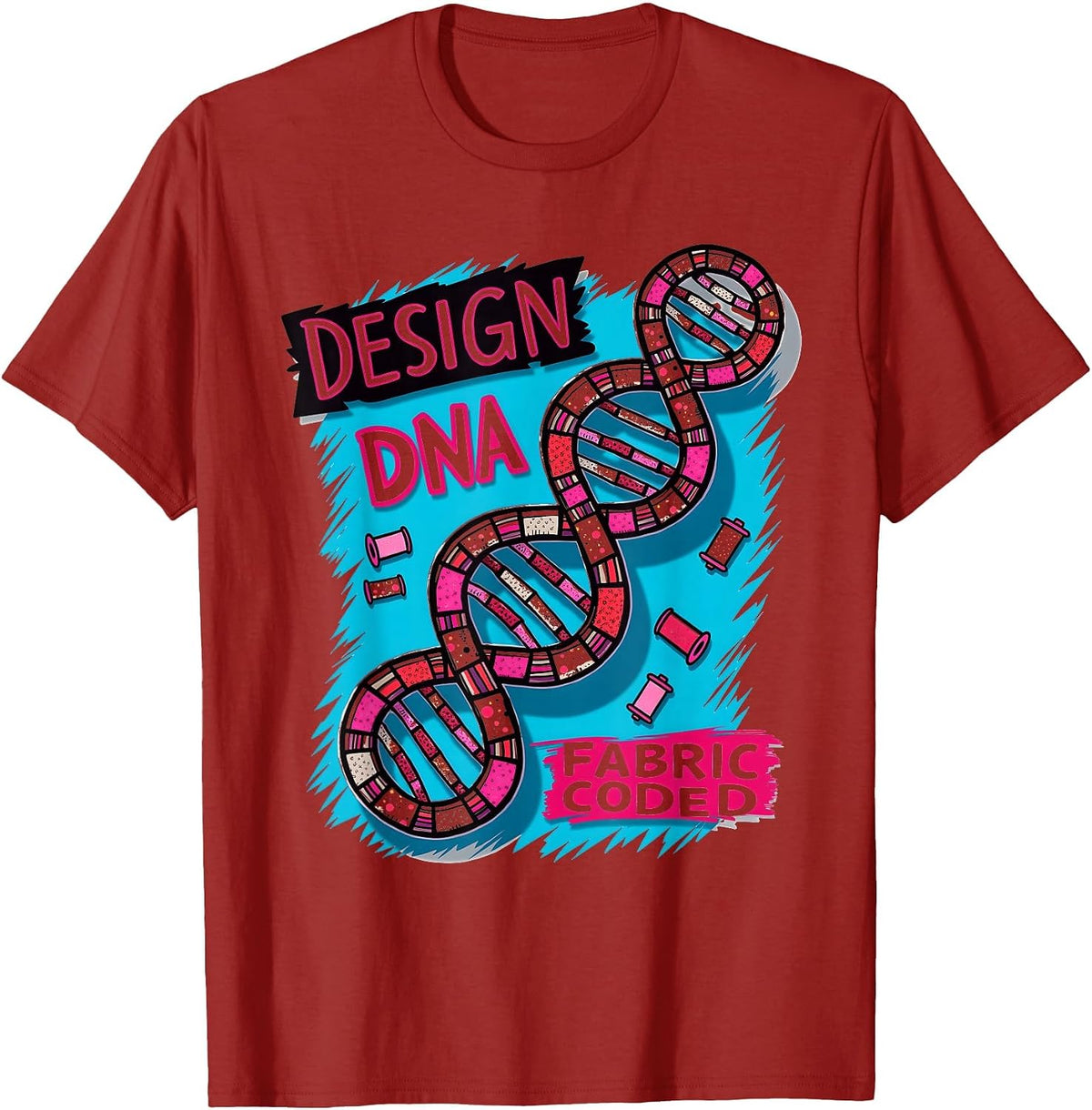 Design DNA Fabric Coded Graphic Design T-Shirt - Cranberry Red