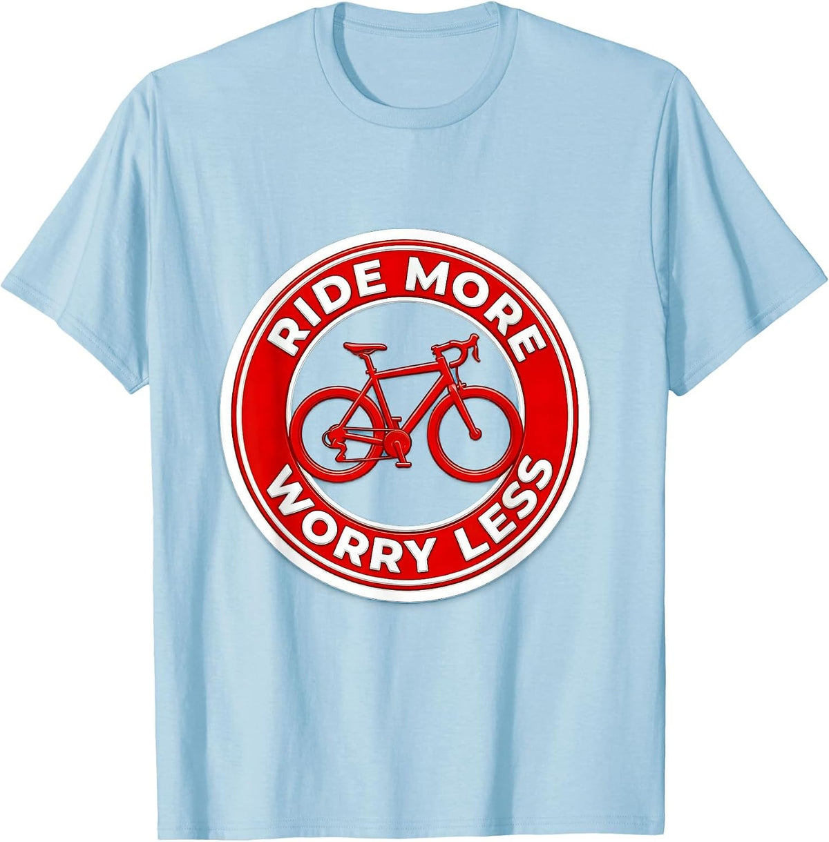 Men's Ride More Worry Less Cycling Design T-Shirt - Baby Blue