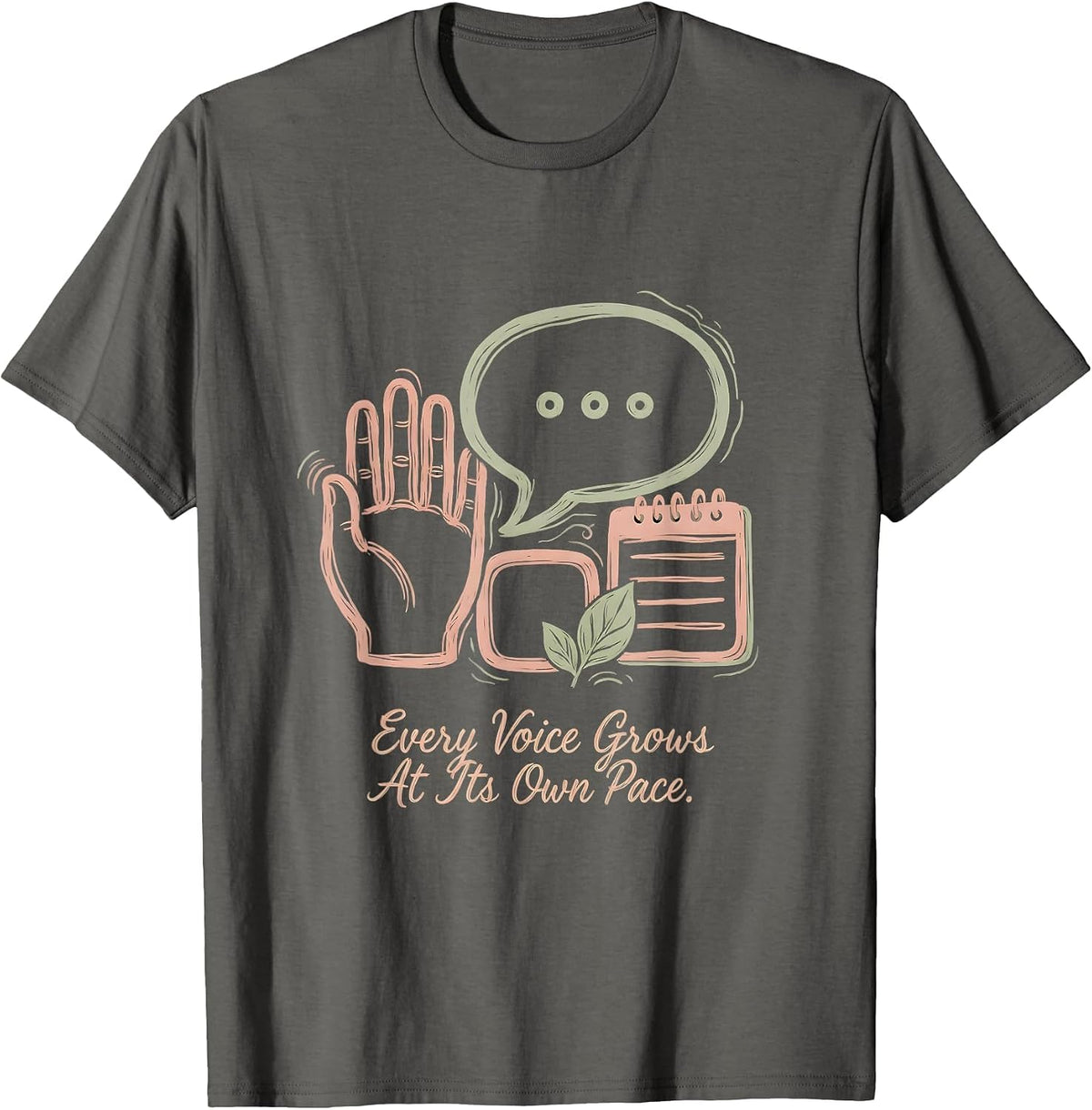 Every Voice Grows At Its Own Pace Boho Special Education T-Shirt - Asphalt Grey