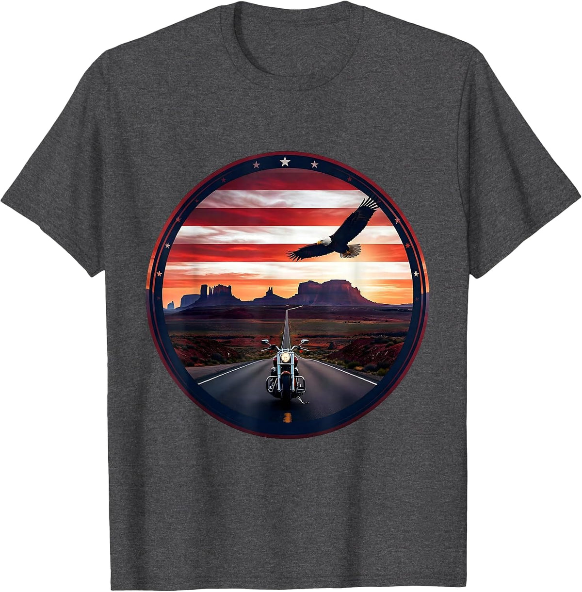 Men's Freedom Road Motorcycle Desert Highway Graphic T-Shirt - Dark Heather Grey