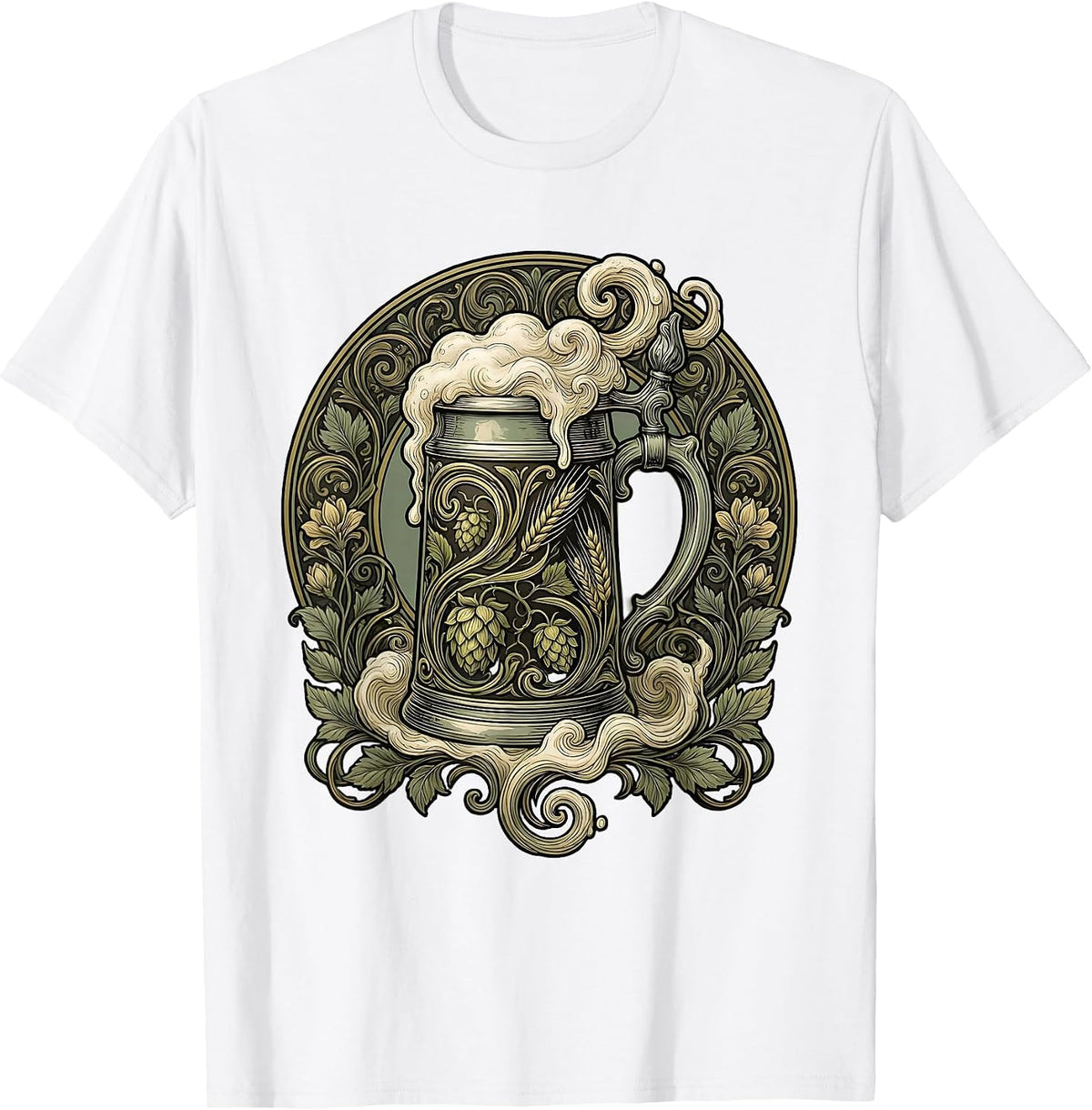 Men's Overflowing Beer Stein Oktoberfest Graphic T-Shirt - White