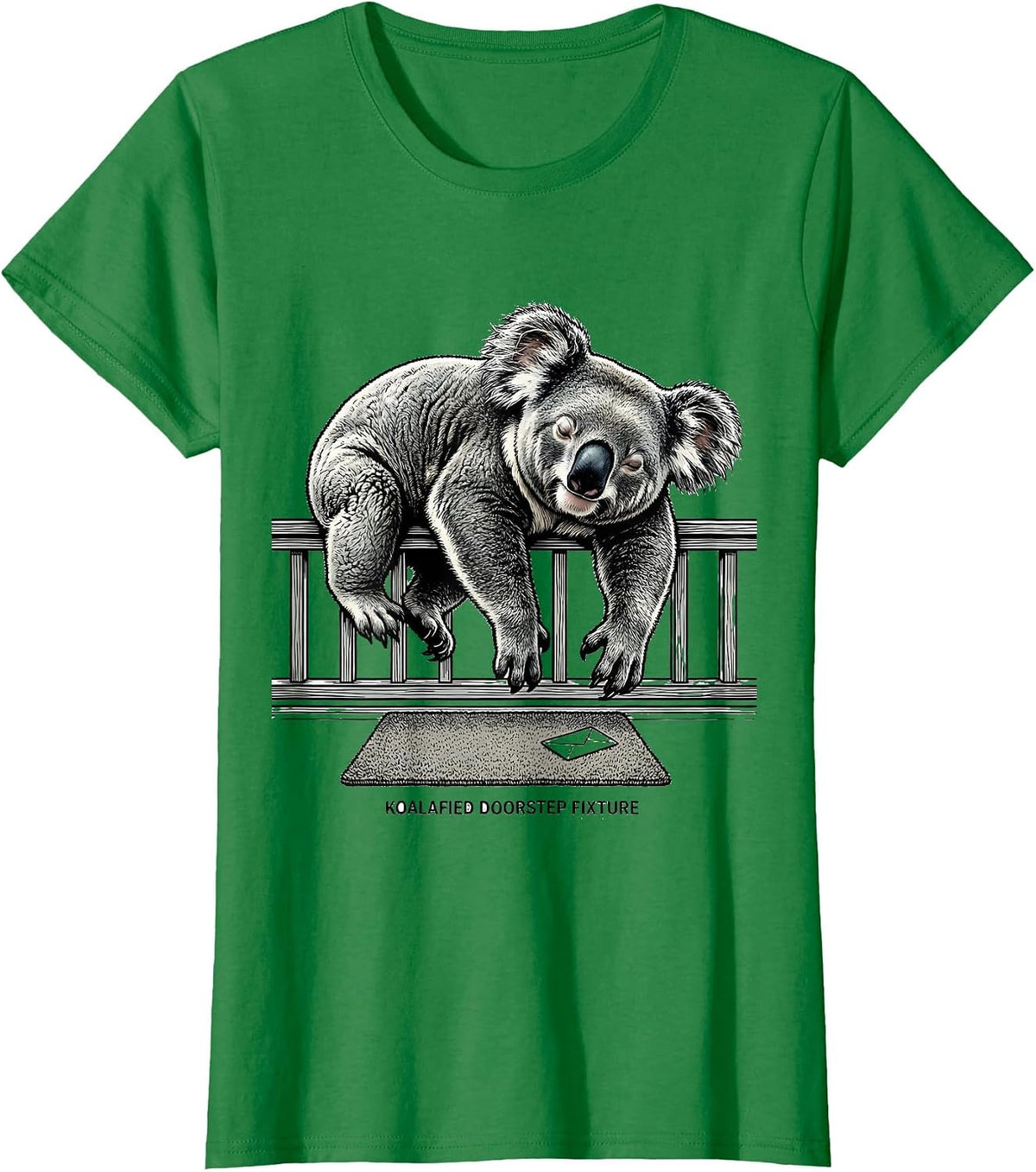 Women's Koalafied Doorstep Fixture Funny Koala Lover Cute Animal T-Shirt - Kelly Green