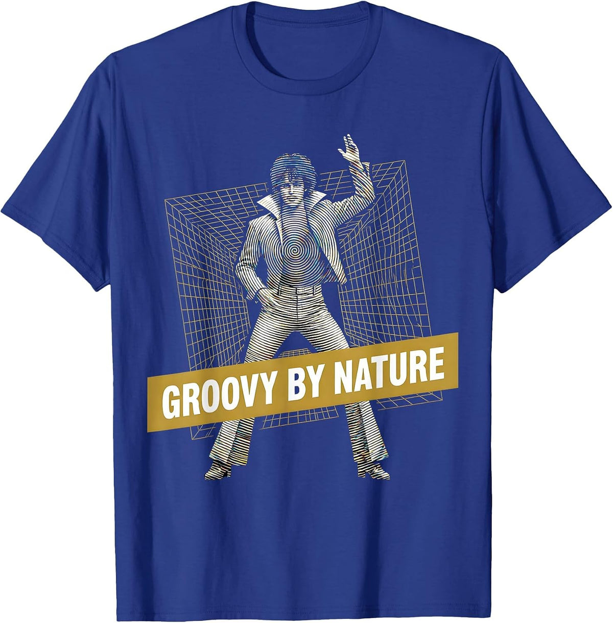 Groovy By Nature Disco Men Retro Design T-Shirt - Royal Blue