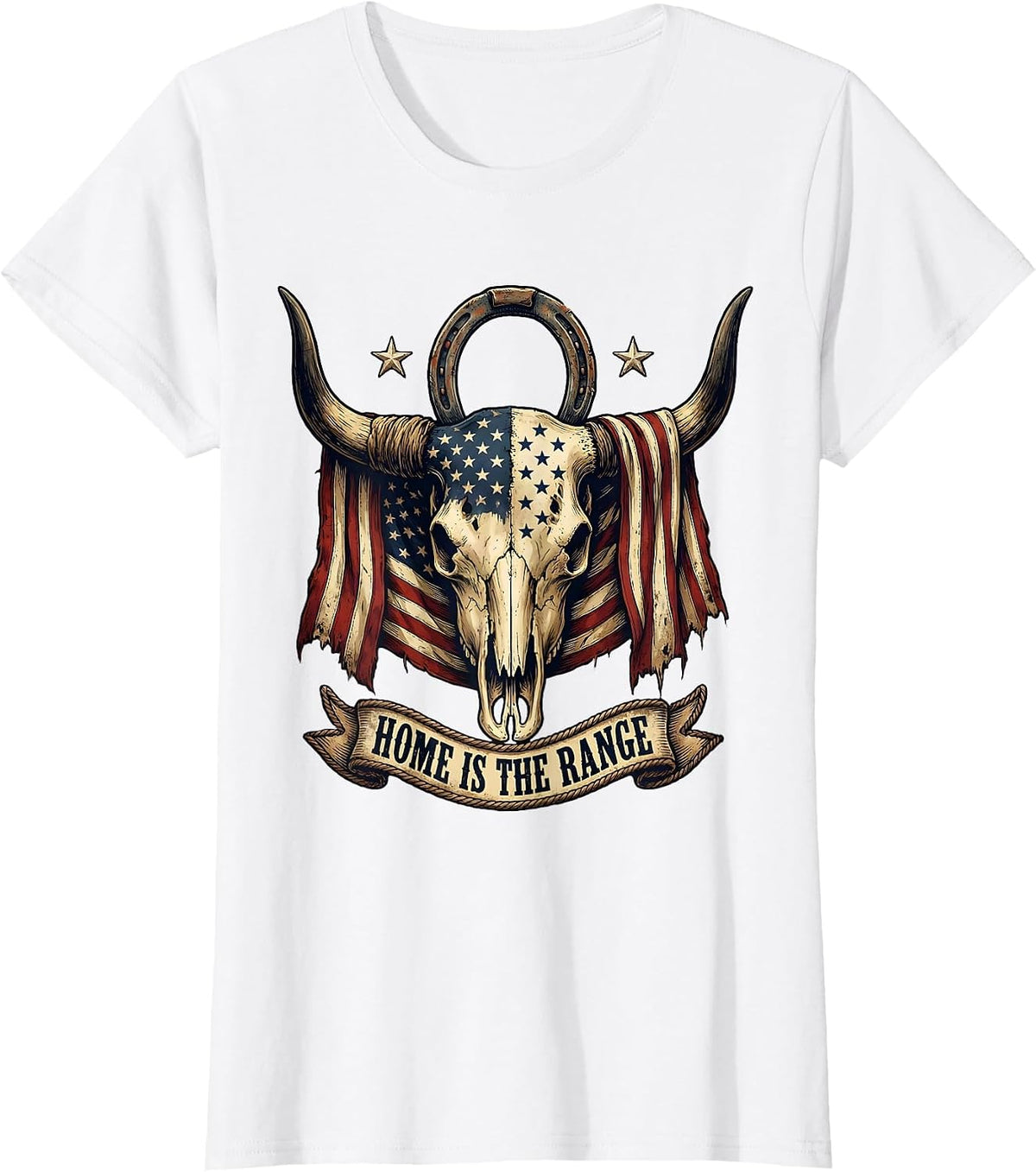 Home Is The Range Western Cowboy Design T-Shirt - White