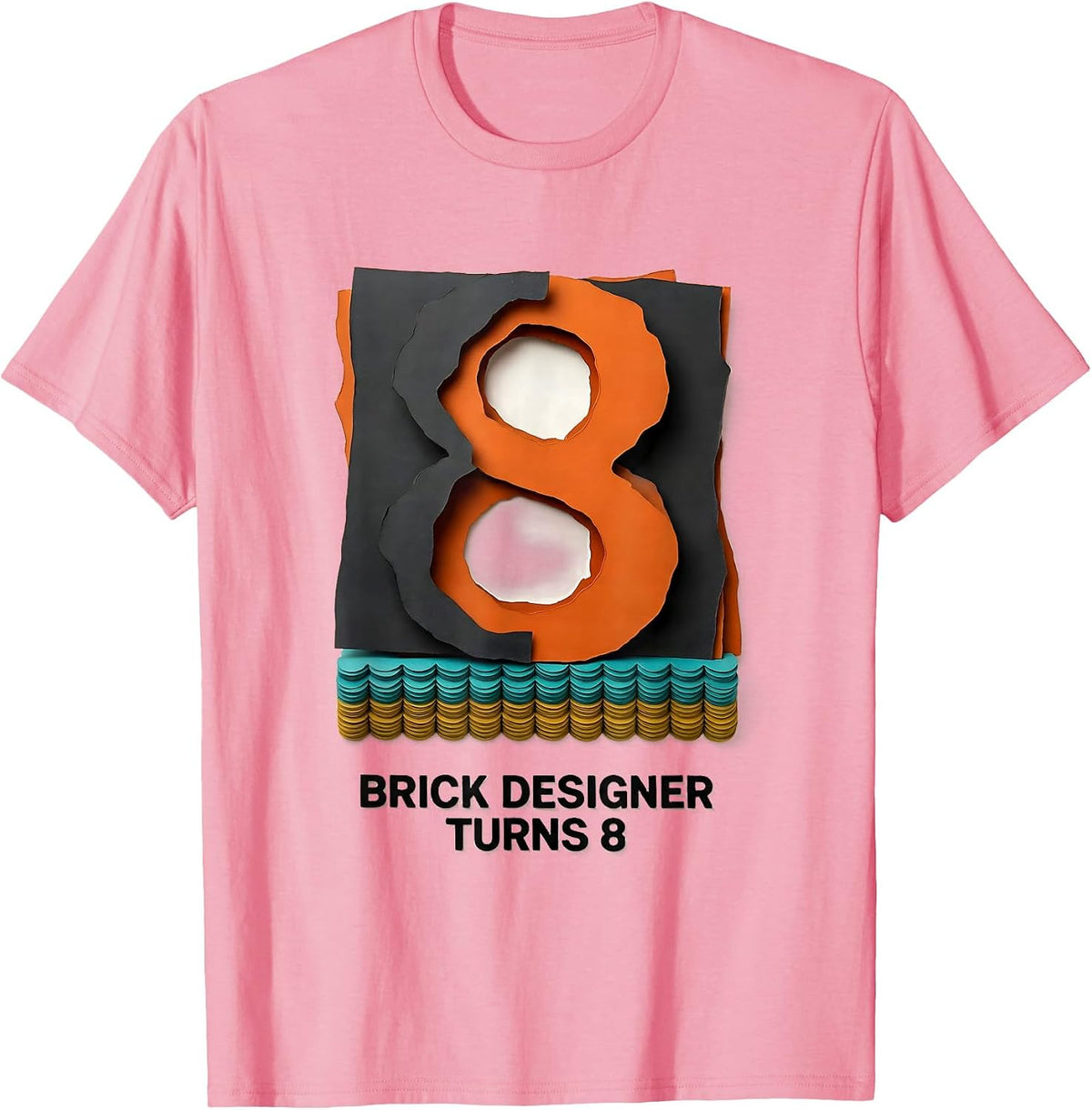 Men's Brick Designer Turns 8 Funny Master Builder Building Brick T-Shirt - Pink