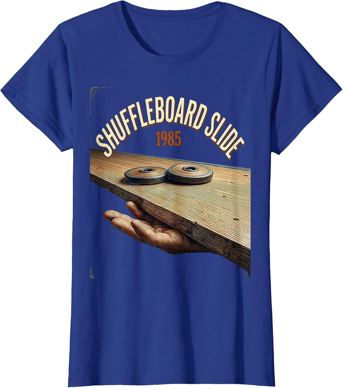 Women's Shuffleboard Slide, 1985 Vintage Retro Funny Shuffleboard T-Shirt - Royal Blue