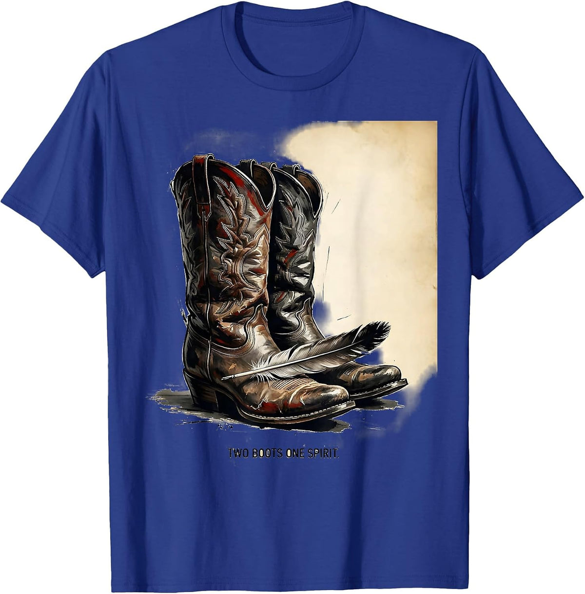 Men's Two Boots One Spirit Cowgirl Design T-Shirt - Royal Blue