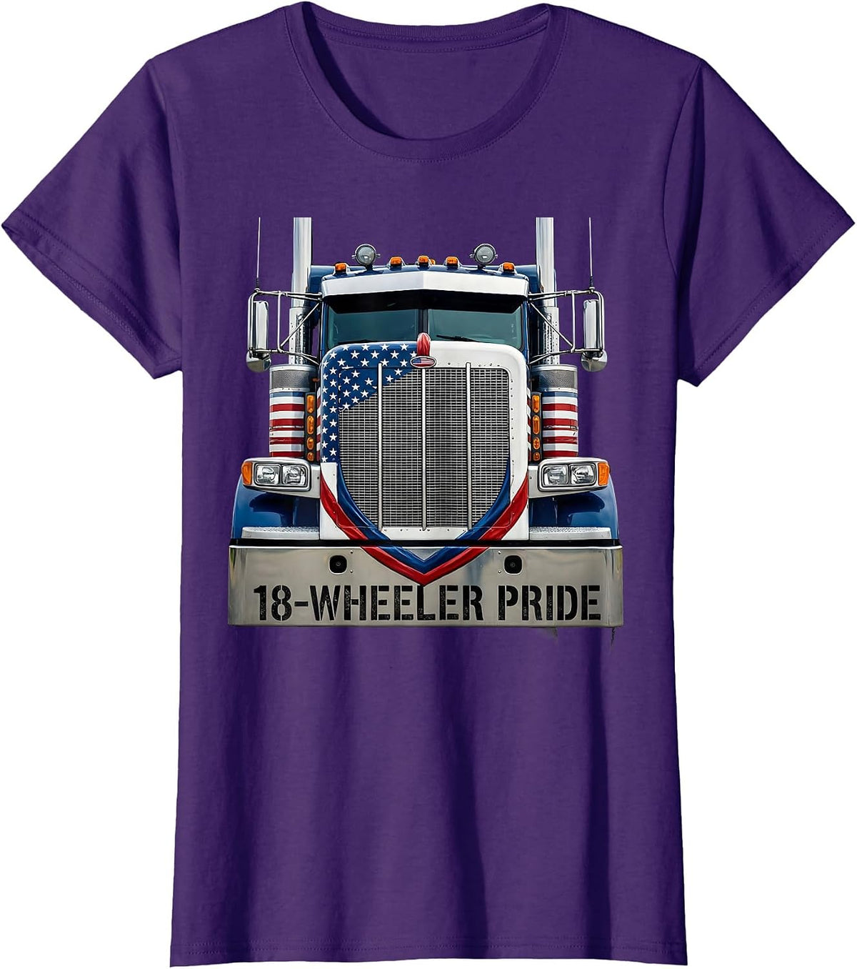 Women's 18-Wheeler Pride Patriotic Semi Truck Driver Trucker Gift T-Shirt - Purple