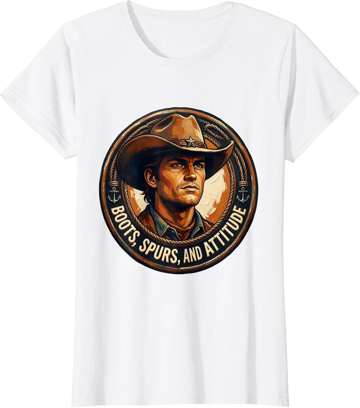 Boots Spurs and Attitude Cowgirl Design T-Shirt - White