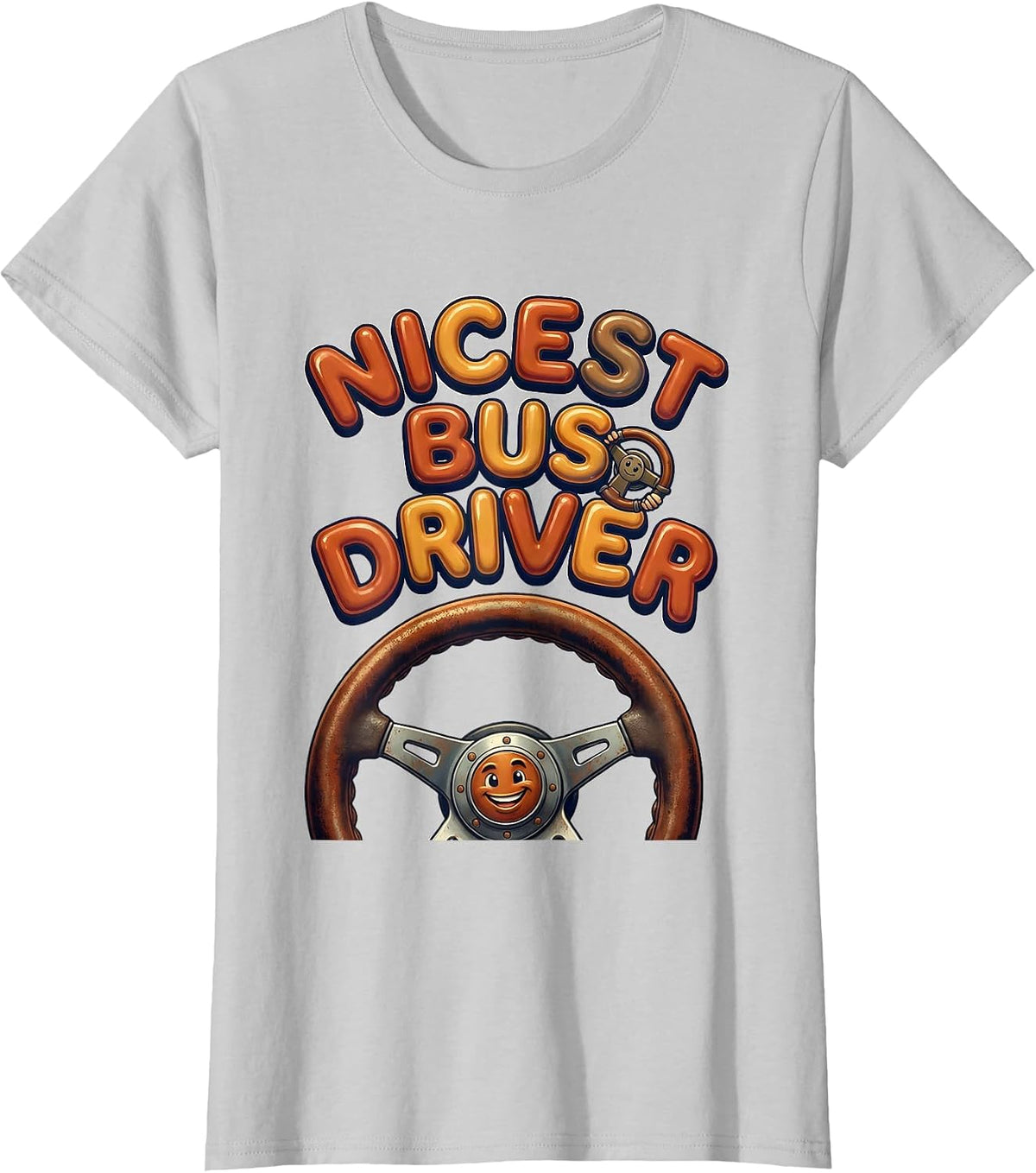 Nicest Bus Driver Funny Teacher Appreciation Back To School T-Shirt - Silver Grey
