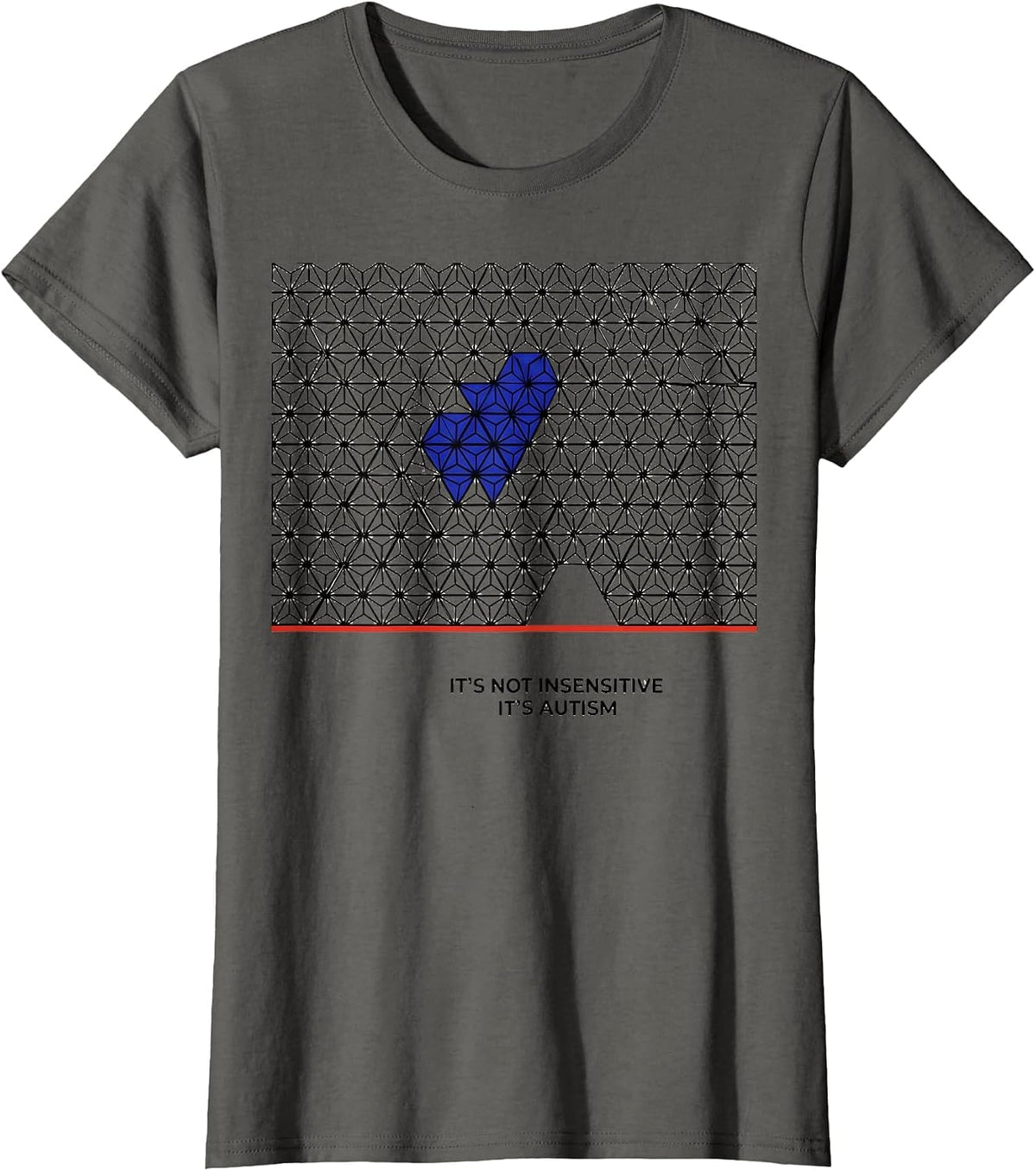 Women's It's Not Insensitive It's Autism Geometric Neurodiversity T-Shirt - Asphalt Grey