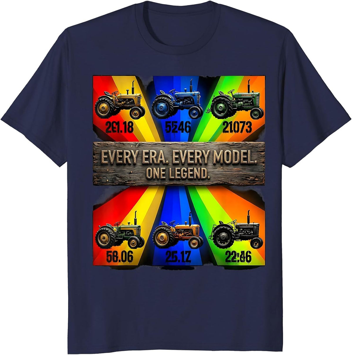 Every Era Every Model One Legend Vintage Tractor Grid T-Shirt - Navy Blue