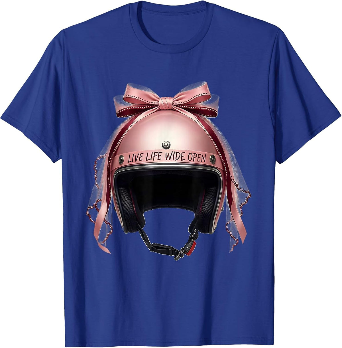 Live Life Wide Open Motorcycle Rider Design T-Shirt - Royal Blue