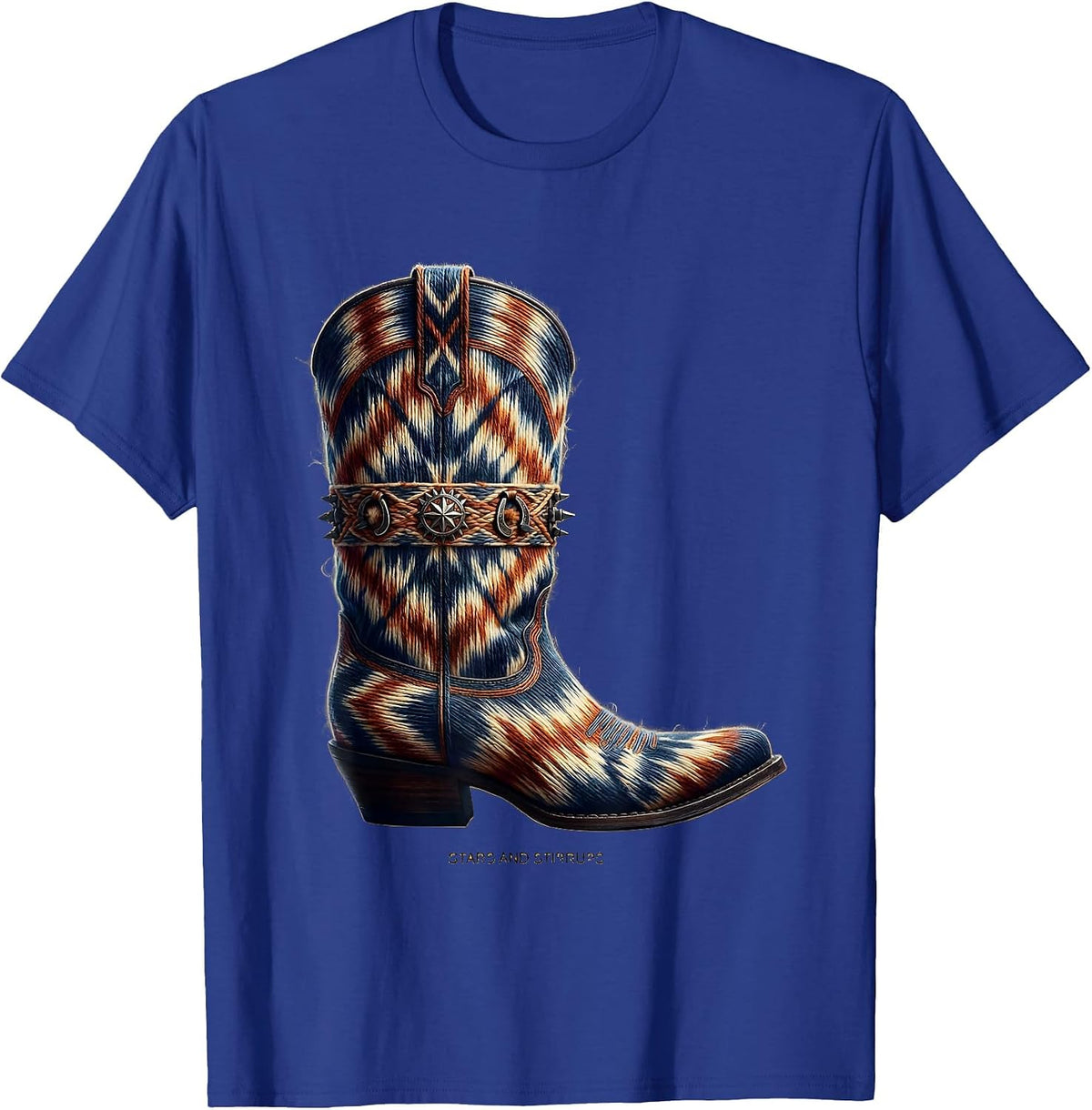 Men's Stars and Stirrups Western Cowboy Design T-Shirt - Royal Blue