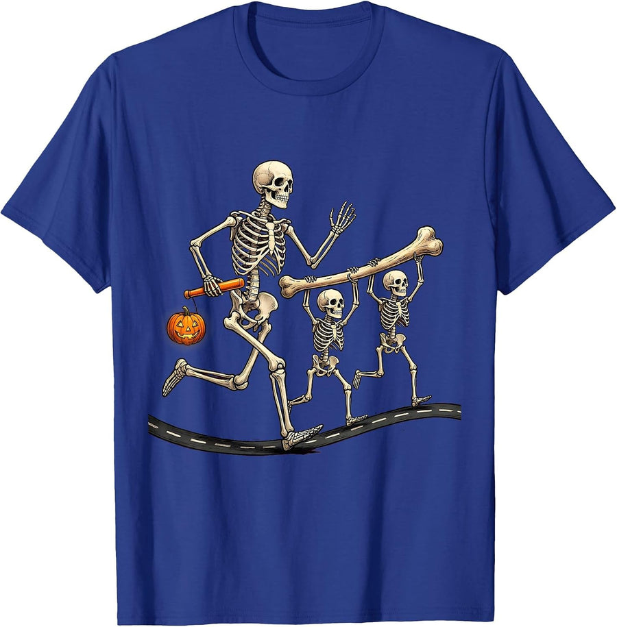 Skeleton Runners Relay Halloween 5K Fun Run T-Shirt - Royal Blue