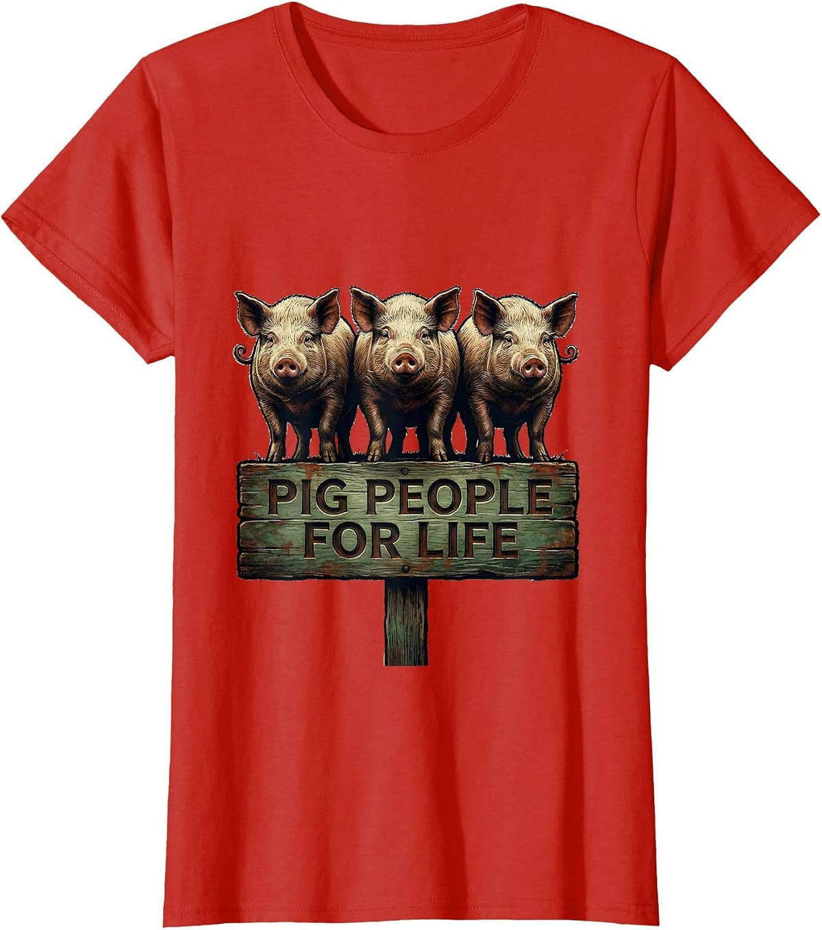 Pig People For Life Funny Pig Farm Animal Lover Vintage T-Shirt - Red