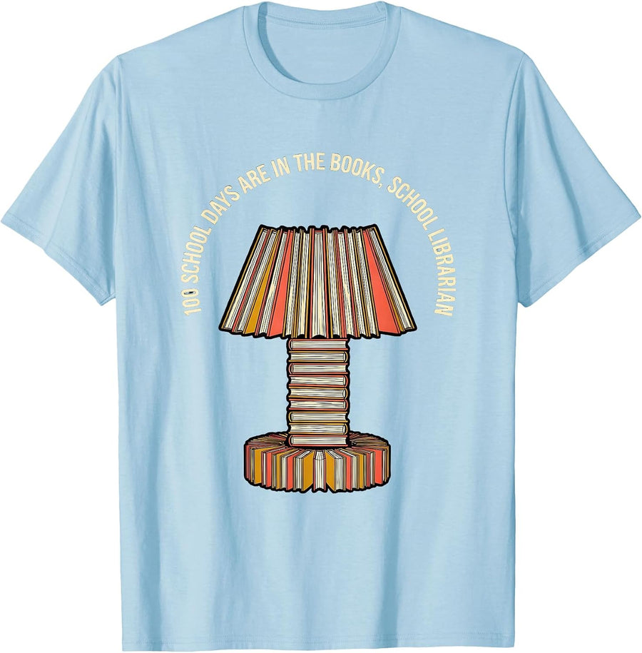 Men's 100 School Days Are In The Books School Librarian T-Shirt - Baby Blue