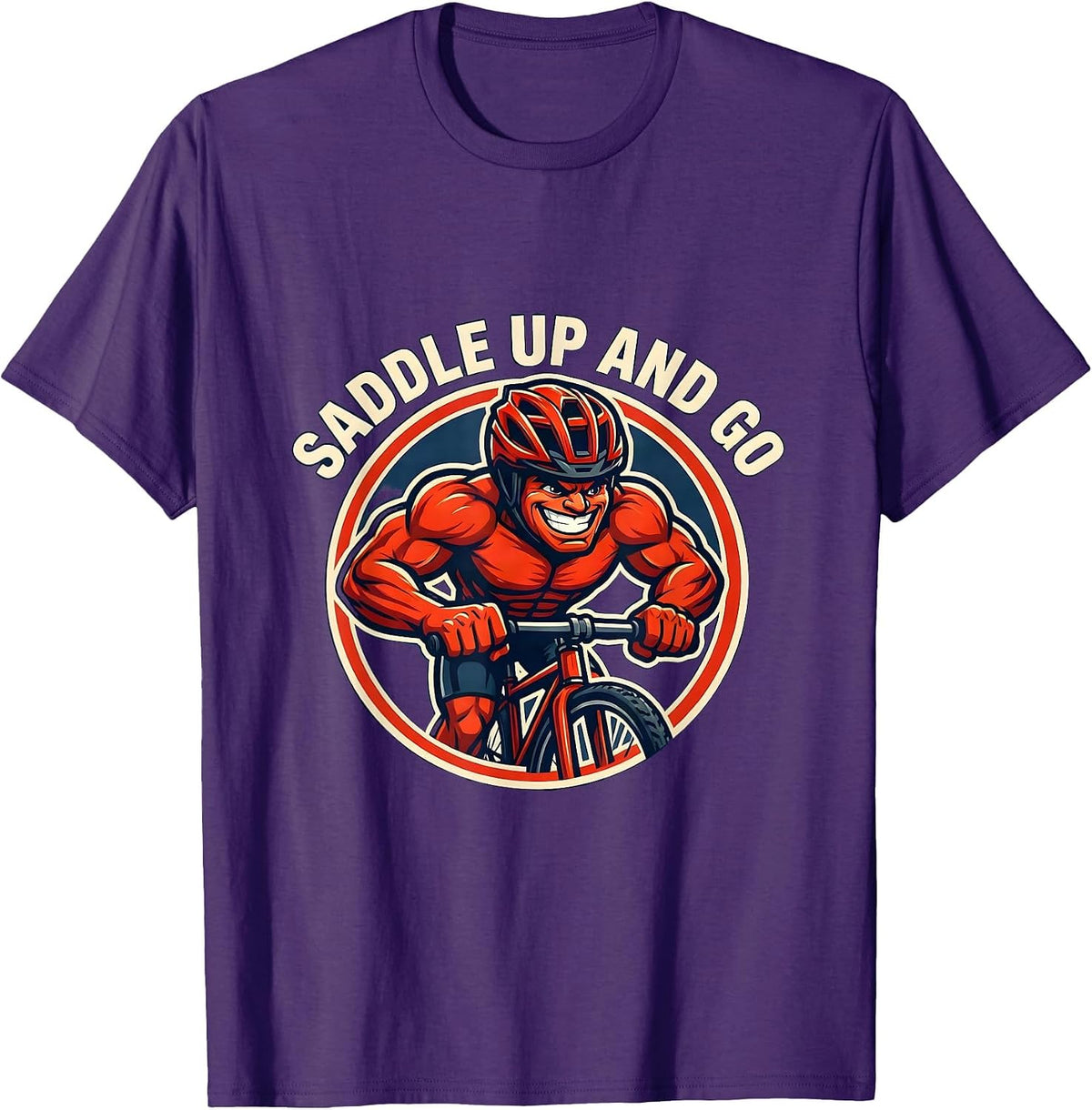 Men's Saddle Up and Go Cycling Graphic Design T-Shirt - Purple