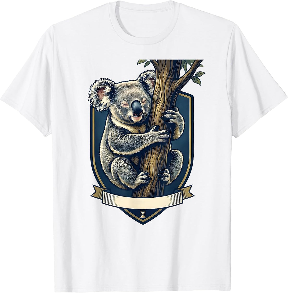 Men's Koala Emblem Cute Animal Lover Playful Humor T-Shirt - White