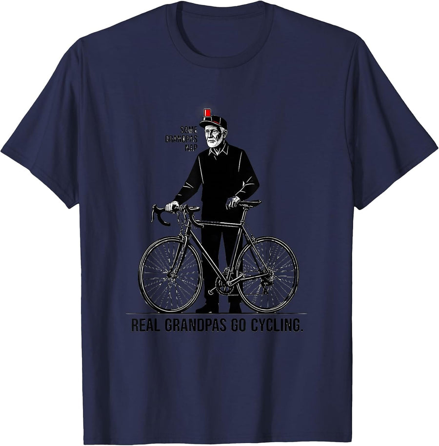 Some Grandpas Nap, Real Grandpas Go Cycling Grandpa T-Shirt - Navy Blue