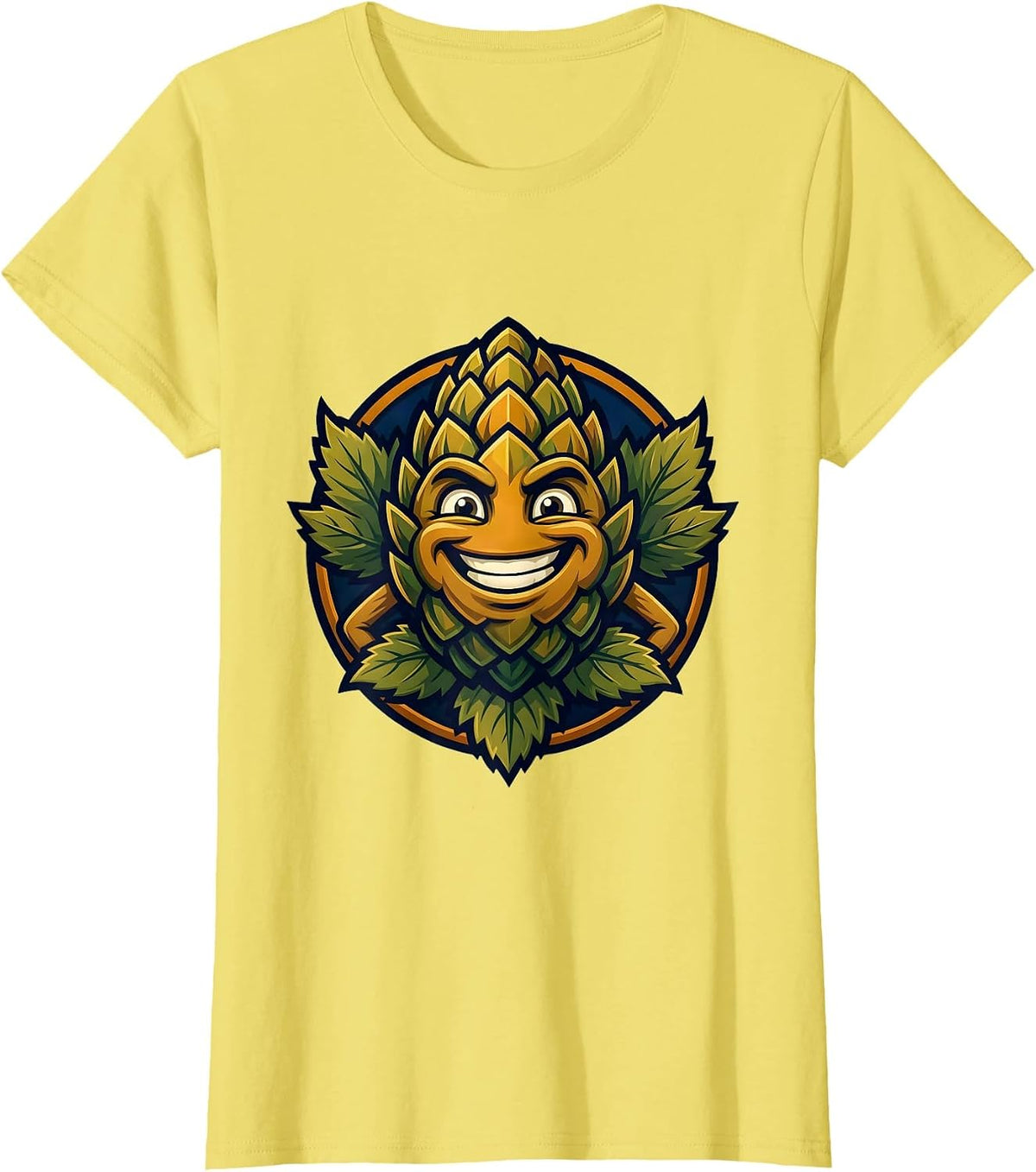 Women's Oktoberfest Hop Cone Cluster Illustration T-Shirt - Lemon Yellow