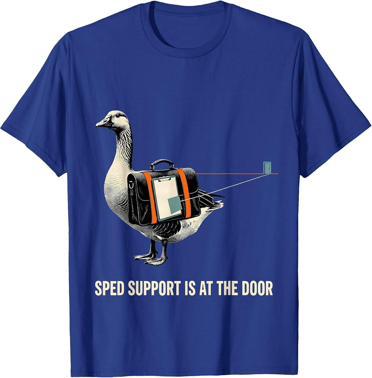Men's SPED Support Is At The Door Funny SPED Teacher Special T-Shirt - Royal Blue