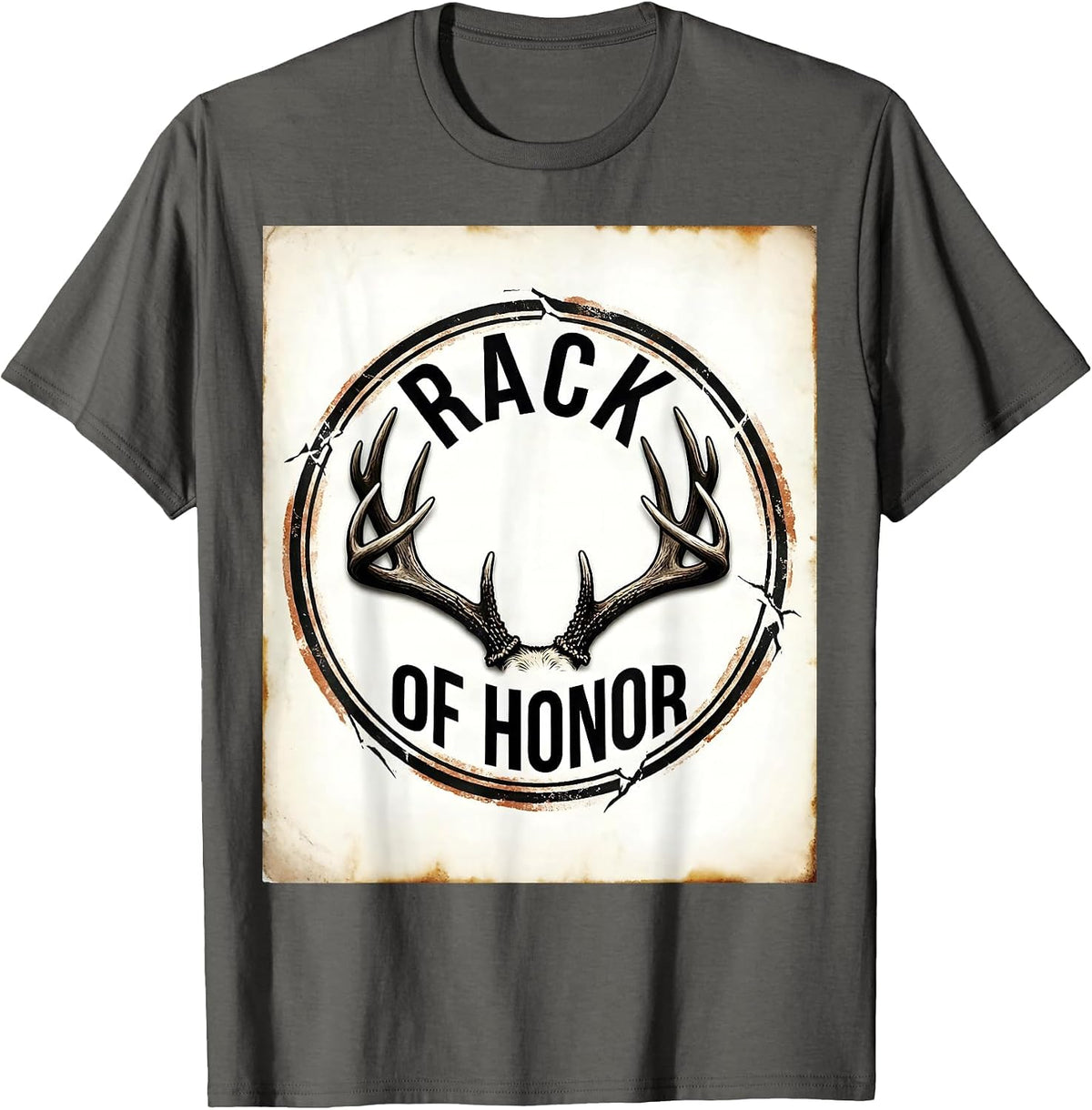 Rack Of Honor Funny Deer Hunting Dad Hunter Gift T-Shirt - Asphalt Grey